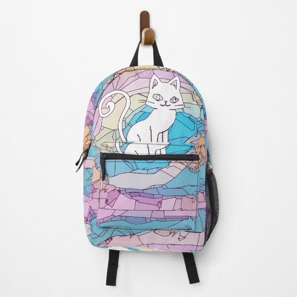 Item preview, White cute kitty Cat looking for love in mosiac background designed and sold by ncNatureVisions.