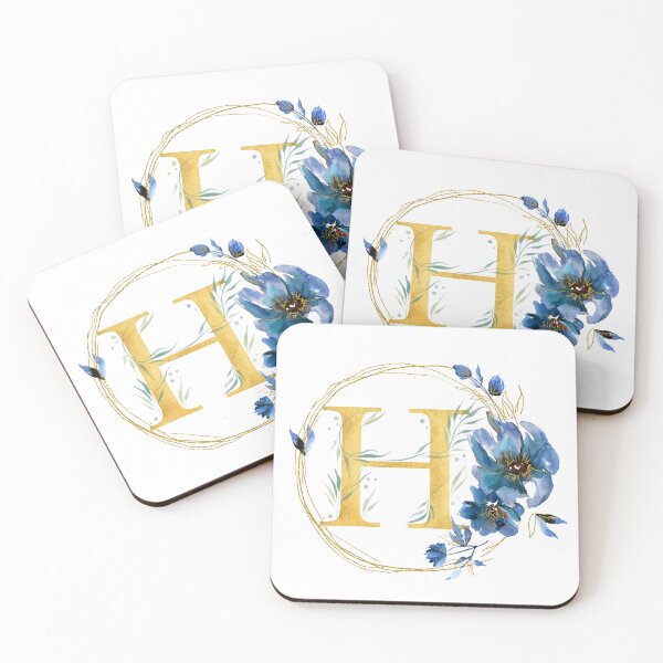 Item preview, Letter H Golden With Watercolor Flowers Initial Monogram designed and sold by KarolinaPaz.