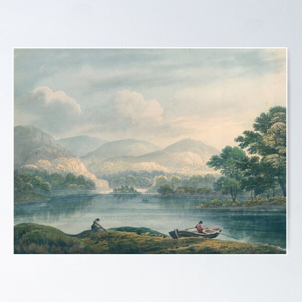 Item preview, Vintage Watercolor Painting Of A River Surrounded By Trees With Mountains Landscape designed and sold by ClassicRose.