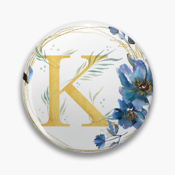 Artikelvorschau, Buchstabe K golden mit Aquarellblumen Anfangsmonogramm entworfen und verkauft von KarolinaPaz.