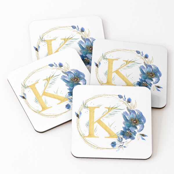 Item preview, Letter K Golden With Watercolor Flowers Initial Monogram designed and sold by KarolinaPaz.