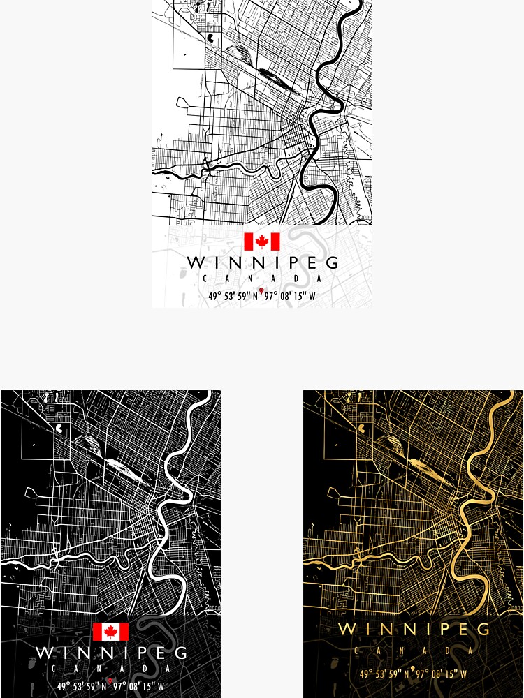 "WINNIPEG MAP CANADA Sticker Pack" Sticker for Sale by hatimelhag