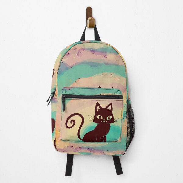 Item preview, Black cute cat with big eyes looking for love in green watercolor designed and sold by NC NatureVisions.