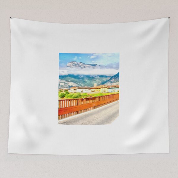 Item preview, Village landscape with mountain from bridge designed and sold by Giuseppe Cocco.