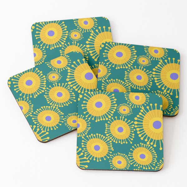 Item preview, Mid Century Vibe Sunflowers green designed and sold by Colour Angel by KV.