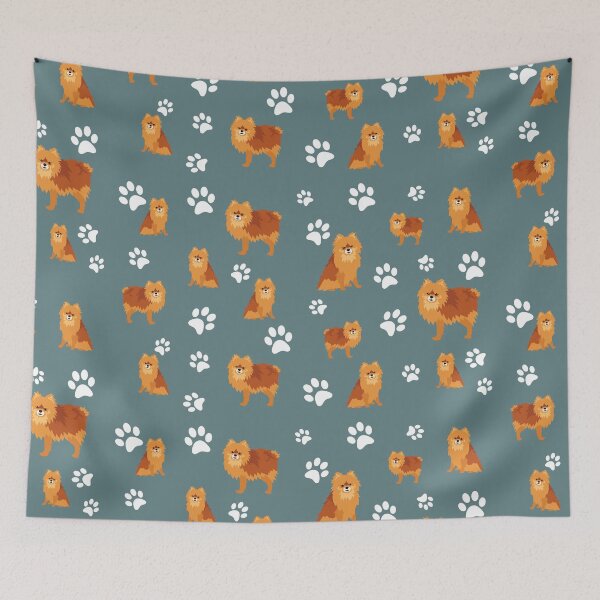 Item preview, Pomeranian Dog Paw Print Pattern on Gray Background designed and sold by tncgifts.