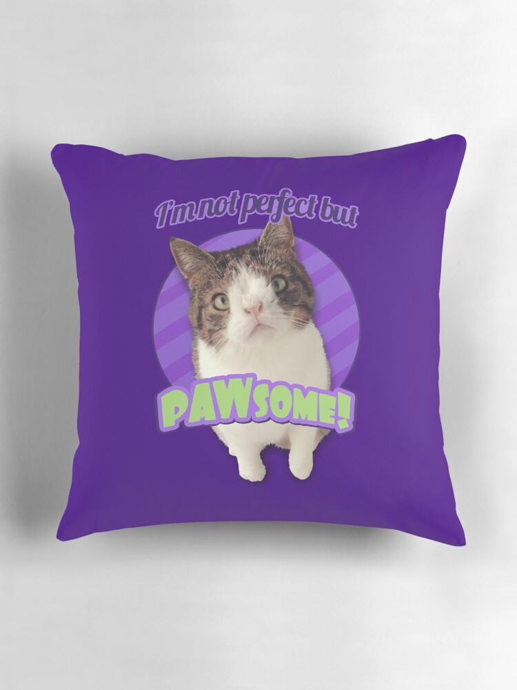Thumbnail 3 of 4, Pillow, Not perfect but... PAWsome designed and sold by puzzlepixel.