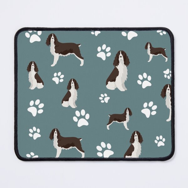 Item preview, English Springer Spaniel Dog Paw Print Pattern on Gray Background designed and sold by tncgifts.