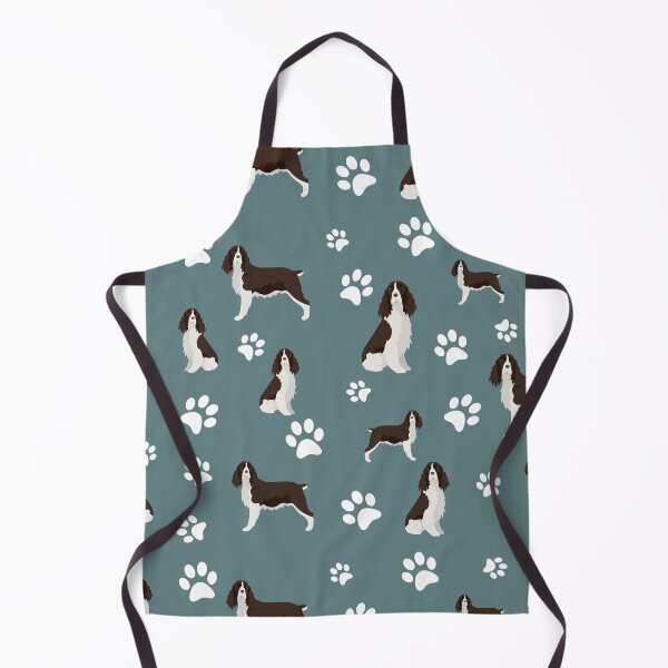 Item preview, English Springer Spaniel Dog Paw Print Pattern on Gray Background designed and sold by tncgifts.