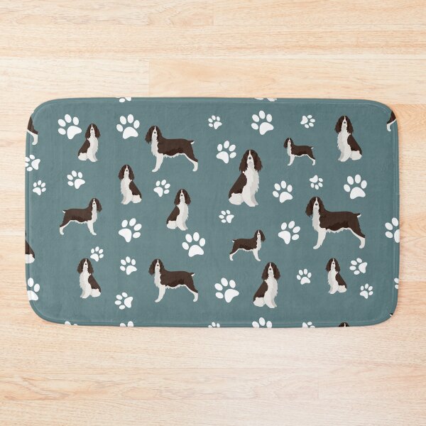 Item preview, English Springer Spaniel Dog Paw Print Pattern on Gray Background designed and sold by tncgifts.
