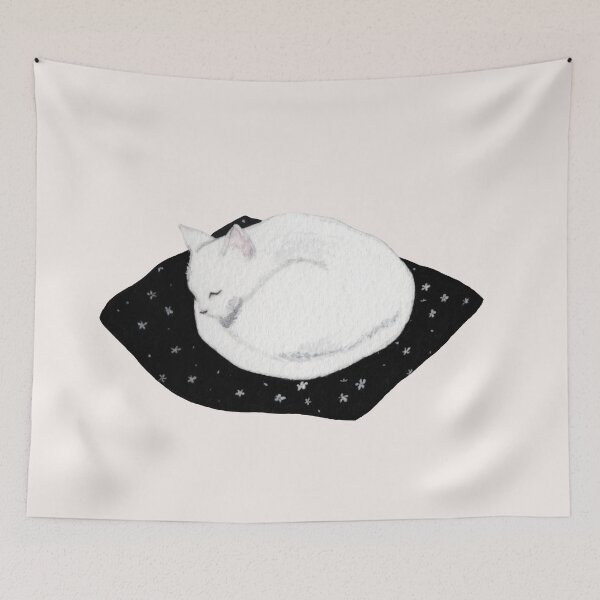 Item preview, Soft White Kitten, Sleeping on a Pillow designed and sold by mooonhannah.