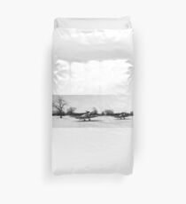 Spitfires in the snow black and white version Duvet Cover