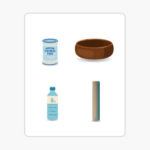 Oatmeal Container, Wooden Bowl, Plastic Water Bottle, Paper Towel Roll  Sticker, Water Bottle Sticker, Laptop Sticker, Tiktok Sticker 