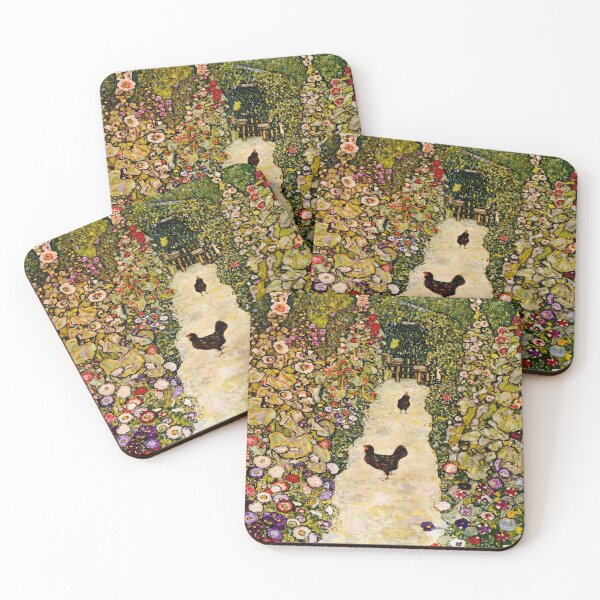Item preview, Gustav Klimt's Garden Path with Chicken designed and sold by mosfunky.