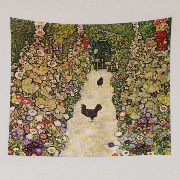 Item preview, Gustav Klimt's Garden Path with Chicken designed and sold by mosfunky.