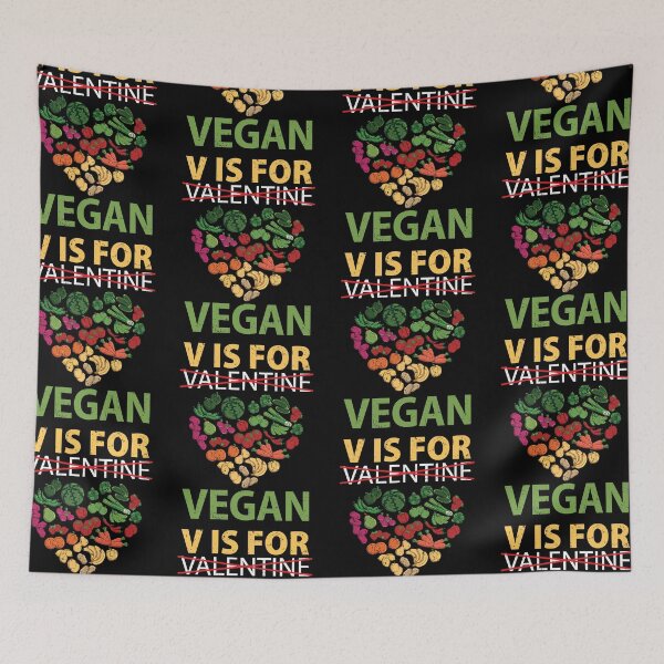 Item preview, V Is For Vegan Funny Vegetarian Valentines designed and sold by GravitiTees.