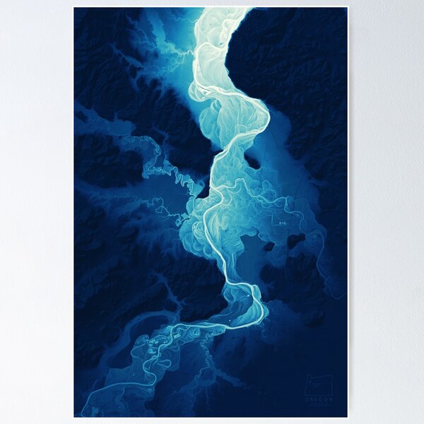 Item preview, Willamette Channels 10-year Anniversary—Midnight Blue with subtle shaded relief designed and sold by GeoCoe.
