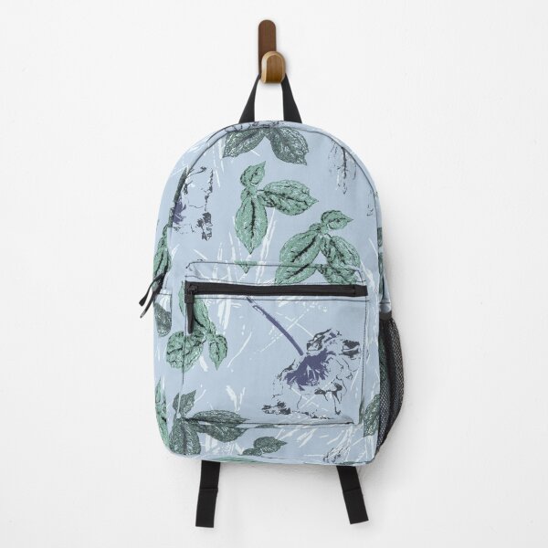 Item preview, Georgiana Floral, purple and greens on soft blue designed and sold by ncxadair.