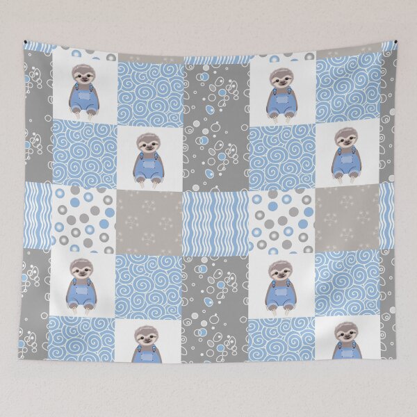 Item preview, Cute Sloth Blue Plaid designed and sold by MobertsonArt.