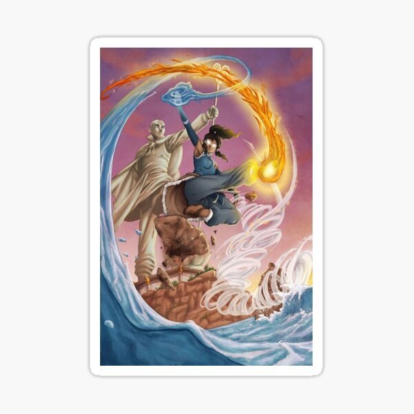 Vista previa del artículo con la obra «El último maestro aire Aang y Katara luchan juntos», diseñado y vendido por ELYSSIA-89.