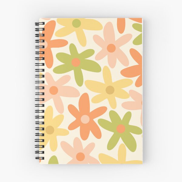 Item preview, Daisy Time Retro Floral Pattern in Light Muted Orange Blush Green Yellow Cream designed and sold by kierkegaard.