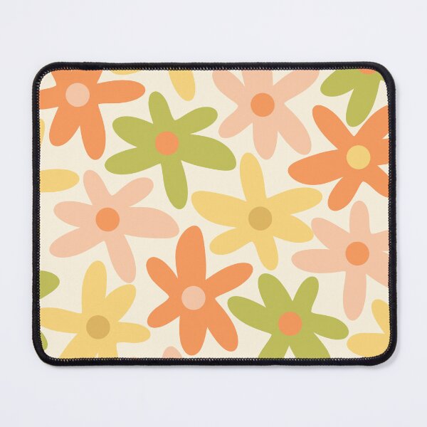 Item preview, Daisy Time Retro Floral Pattern in Light Muted Orange Blush Green Yellow Cream designed and sold by kierkegaard.