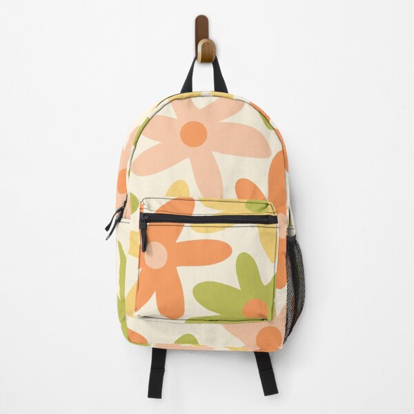Item preview, Daisy Time Retro Floral Pattern in Light Muted Orange Blush Green Yellow Cream designed and sold by kierkegaard.