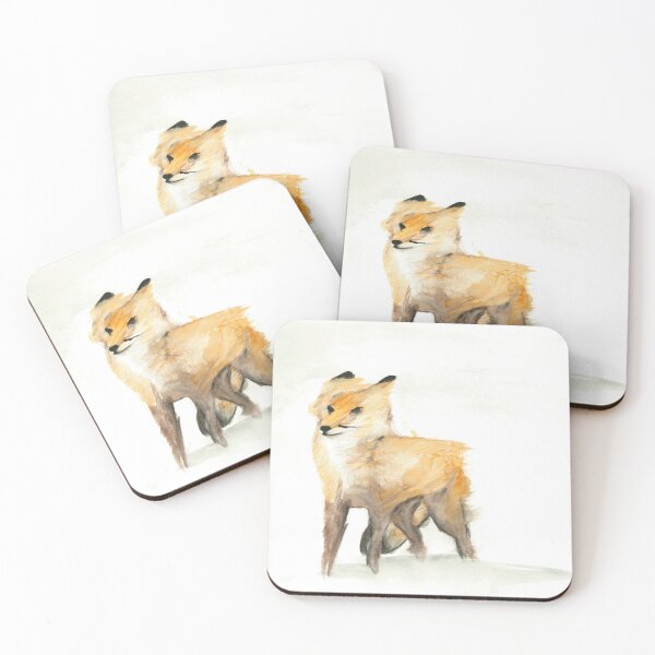 Wimdy Fox Watercolour Painting Coasters (Set of 4)