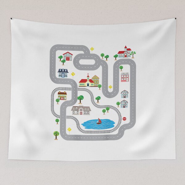 Item preview, Playmat Train Car Race Track Printed On Back Road designed and sold by Tobnbcong91.