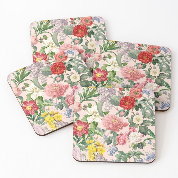 Item preview, Lush Summer Garden - Vintage Botanical Illustration Collge, Pink Pastel colors Floral Pattern designed and sold by CanisArt.