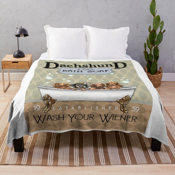 Item preview, Dachshund and Co Bath Soap Wash Your Wiener Canvas Poster designed and sold by Chapman88.