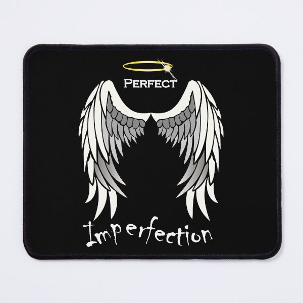 Item preview, Perfect Imperfection (White angel wings and halo on black) designed and sold by MyThingNow.