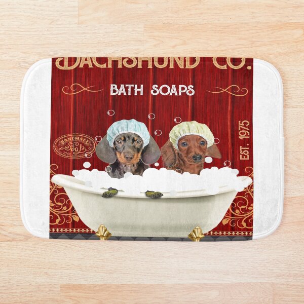 Item preview, Dachshund Co Bath Soaps Canvas Poster designed and sold by Chapman88.