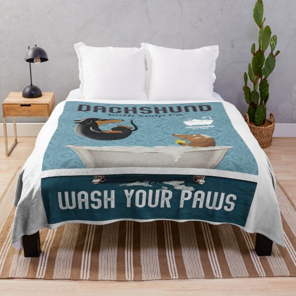 Item preview, Dachshund Dog Bath Soap Wash Your Paws Canvas Poster designed and sold by Chapman88.