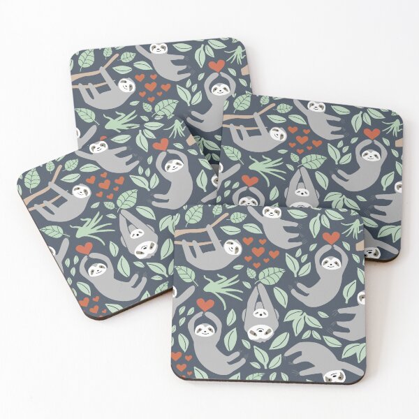 Item preview, Sloth Leaves Hearts Pattern  designed and sold by VickyCloset.