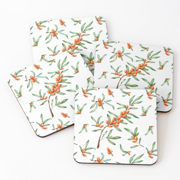 Item preview, Sea buckthorn watercolor seamless pattern designed and sold by HrunManun.