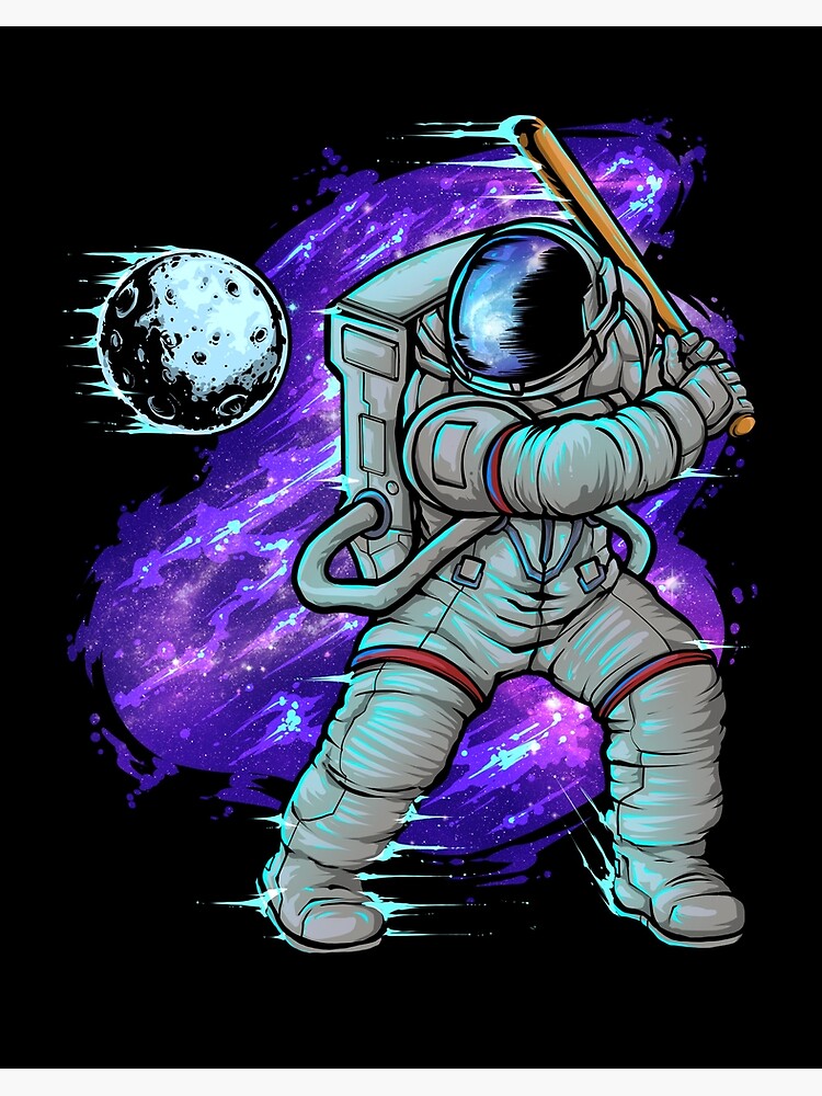 Outer Space Astronaut Plays Baseball With Moon Art Board Print for Sale by  peaktee