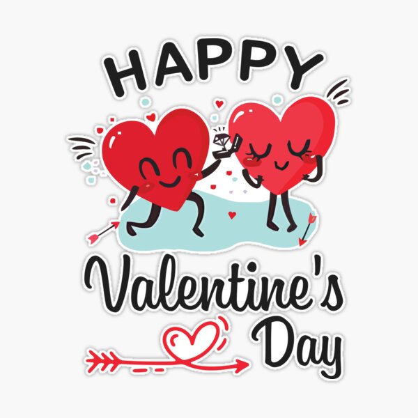 Happy Valentines Day Sticker, Valentines Day Labels, Cute