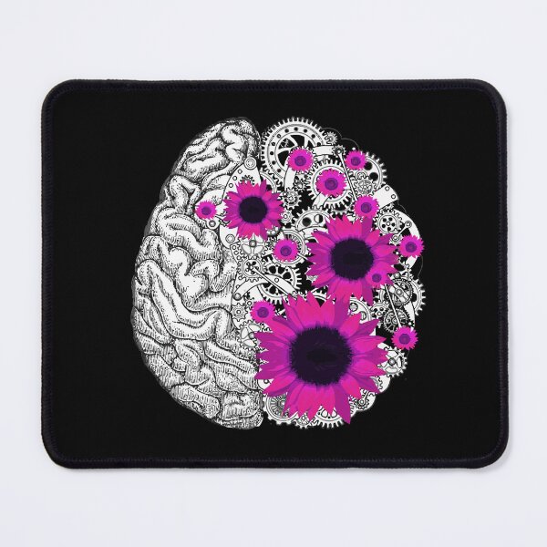 Item preview, Mental health brain gears psychology, pink sunflowers designed and sold by Collagedream.