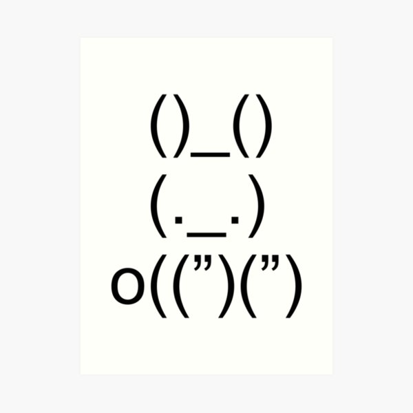 ASCII Bunny Adorable Cute Emoji Rabbit Text Art Art Print for