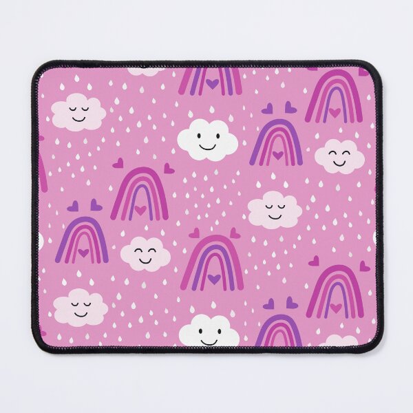 Item preview, Rainbow pattern in pink and purple with Cute smiling clouds and raindrops designed and sold by Yasminepatterns .