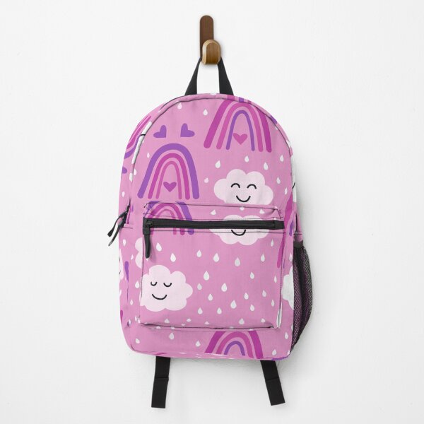 Item preview,  Rainbow pattern in pink and purple  with Cute smiling clouds and raindrops  designed and sold by Yasminepatterns .