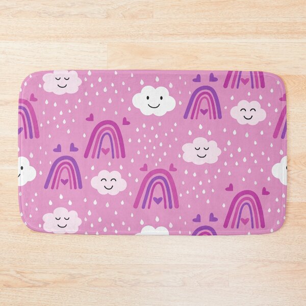 Item preview,  Rainbow pattern in pink and purple  with Cute smiling clouds and raindrops  designed and sold by Yasminepatterns .