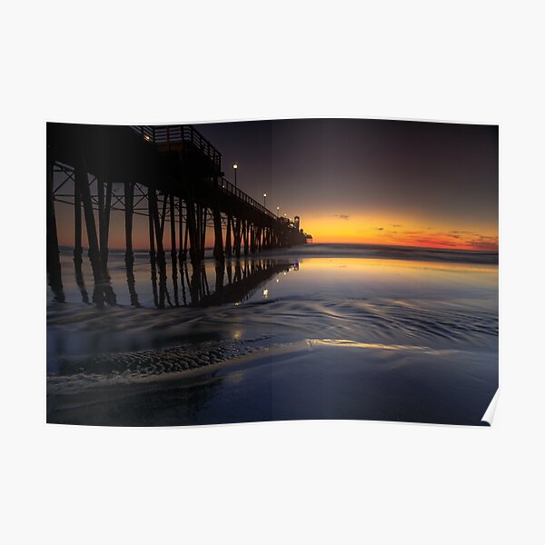Oceanside Pier Sunset Low Tide Poster