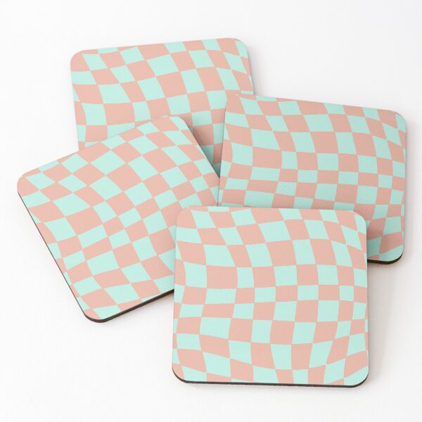 Item preview, Mint Green and Coral Colored Checkered  designed and sold by Bookish Lovers.