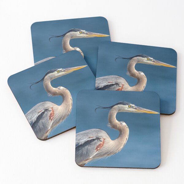 Item preview, Grey heron on a blue background designed and sold by Chris Atwell.