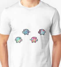 Cute Patterned, Walking Piglets Pack of 4 Unisex T-Shirt