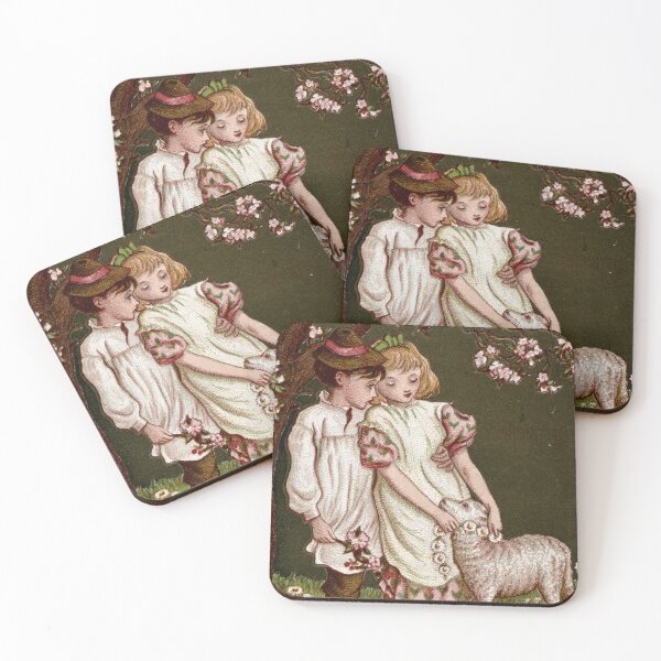 Item preview, Cottage core first valentine cute boy and girl with lamb designed and sold by Lady-Frost.