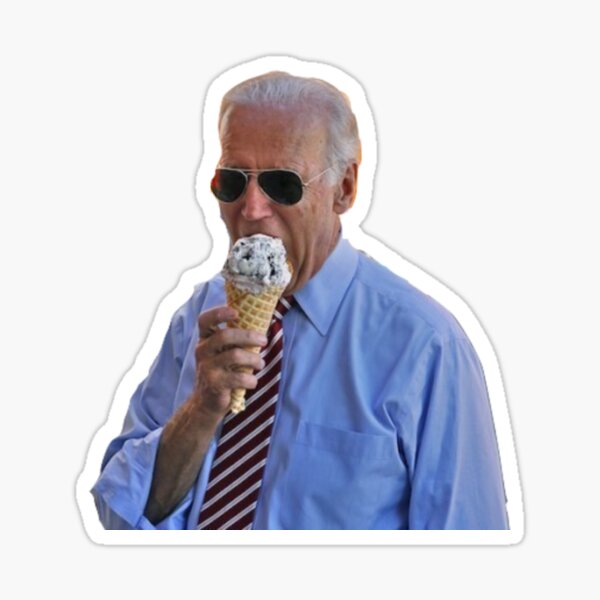 Joe Biden Eating Ice Cream Sticker By Lindsaynicole Redbubble