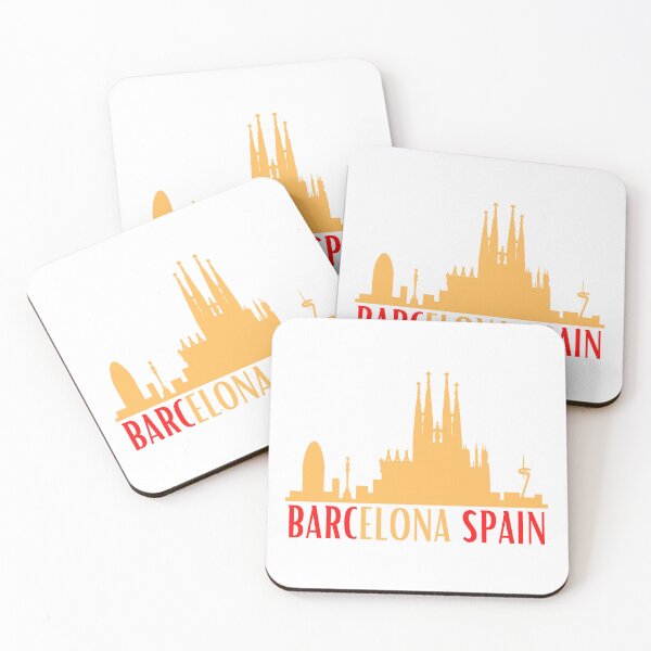 Aperçu de l'œuvre Barcelone Espagne , La Sagrada Família, skyline de monuments emblématiques de Barcelone créée et vendue par Designbyfia.